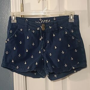 Wallflower Navy Women's Shorts with Nautical Pattern